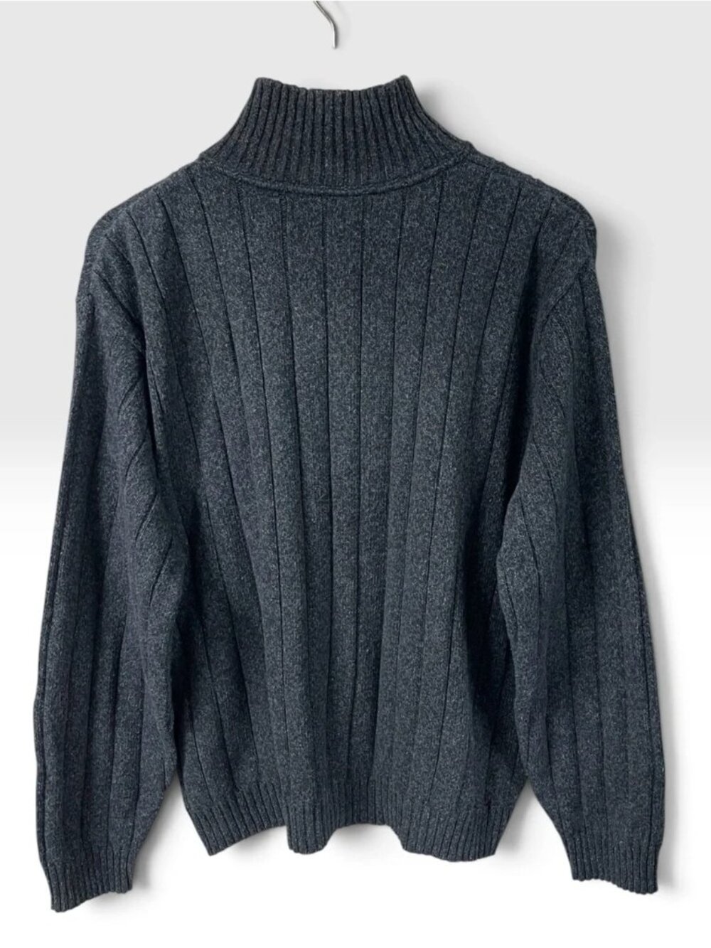 Oscar De La Renta Men’s Quarter-Zip Ribbed Pullover Sweater in Charcoal Gray XL - Picture 4 of 11